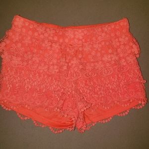 Lace shorts coral pink